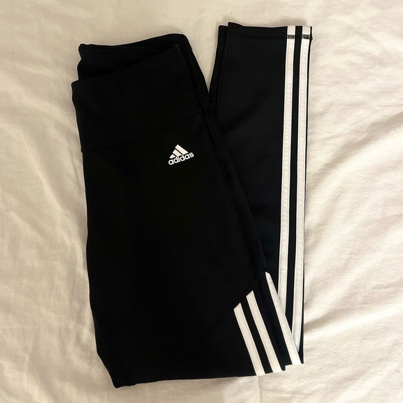 Adidas Climate Black and White Stripe Leggings - Picture 3 of 4